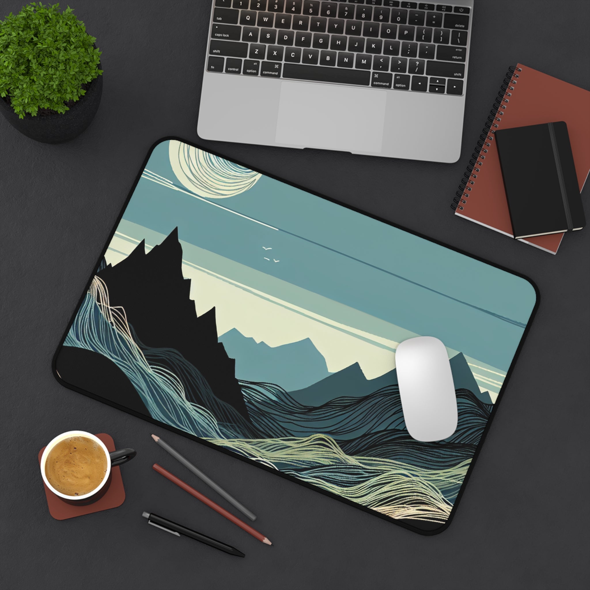 Desk Mat Night Mountain Moon Design
